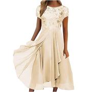 Damen Kleider Spitzenkleid Chiffon Cocktailkleid Festliches Ballkleid Brautjungfernkleider Für Hochzeit Midi Abendkleider S-5XL