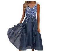 Damen Kleider Spitzenkleid Chiffon Cocktailkleid Festliches Ballkleid Brautjungfernkleider Für Hochzeit Midi Abendkleider S-5XL