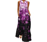 Damen Kleider Spitzenkleid Chiffon Cocktailkleid,Strandkleid Damen Lang T-Shirt Kleid Große Größen Lässige Shirtkleider Strandkleid Freizeit Spaghettiträger Lange Kleider Blusenkleider Schön