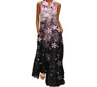 Damen Kleider Spitzenkleid Chiffon Cocktailkleid,Strandkleid Damen Lang T-Shirt Kleid Große Größen Lässige Shirtkleider Strandkleid Freizeit Spaghettiträger Lange Kleider Blusenkleider Schön