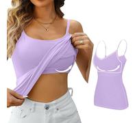 Damen Kleidung Sale BH Hemden Ohne Bügel Baumwolle Tanktop Mit Integriertem BH Shirt Ohne Ärmel Unterhemd Weiss Breite Träger