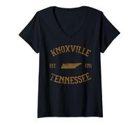 Damen Knoxville TN Tennessee The Volunteer Mountain State Flagge T-Shirt mit V-Ausschnitt