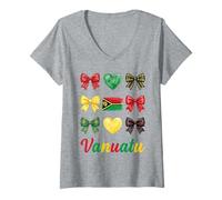 Damen Kokette Vanuatu Flagge NI Vanuatu Girls T-Shirt mit V-Ausschnitt