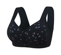 Damen Komfort BH Vorderverschluss Racerback Soft BH ohne Bügel Nahtlos Damen Große Brüste Schlaf BH Starker Halt Push up Bralette Gepolstert Yoga Sports Bustier Klassische Soft-BH (Black, XXL)