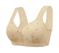 Damen Komfort BH Vorderverschluss Racerback Soft BH ohne Bügel Nahtlos Damen Große Brüste Schlaf BH Starker Halt Push up Bralette Gepolstert Yoga Sports Bustier Klassische Soft-BH Täglicher (Beige, L)