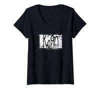Damen Korn Gritty Logo T-Shirt mit V-Ausschnitt T-Shirt mit V-Ausschnitt