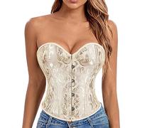 Damen Korsett Bauchweg -Vollbrust Corsage Top Gothic Retro Vintage Corsagen Bustier Steampunk Corsette Floral Boned Overbust Lingerie Mittelalter Bridal Oberteil Retro Korsage Top Shapewear Push-Up