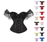 Damen Korsett Schwarz Vollbrust Bustier Top Off Shoulder Corset Top Lila Retro Dirndl Bluse Bügel Spitze Dessous Sexy Floral Rot Corsett Bauchweg Corsage Übergrößen Weisses Grünes Beige Rot Xxxxxxl