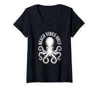 Damen Kraken Octopus Beach Theme for Men and Women T-Shirt mit V-Ausschnitt