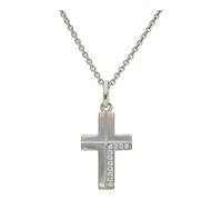 Damen Kreuz Anhänger mit Zirkonia in 925 Silber, Mattiert JL20-02-1346 JuwelmaLux