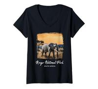 Damen Krüger-Nationalpark T-Shirt mit V-Ausschnitt