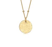 Damen Kugel Plättchen Anhänger Gehämmert 925 Sterling Silber Vergoldet