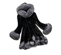 Damen Kunstpelz Mantel mit Kapuze Dicke Warme Pelz Winterjacke Elelgant Große Größen Pelzjacke Langarm Wintermantel Winter Kuschelig Pelzmantel Kunstfell Jacke Übergangsjacke Kapuzenjacke Outwear 5XL