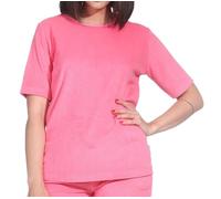 Damen Kurzarm Frottee Schlafanzug Oberteil Pyjama Shirt Mix & Match - ideal zu kombinieren, Farbe:pink, Größe:48/50