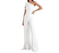 Damen Kurzarm Lang Jumpsuit,Elegant Overall Festlich,Braune Arbeitshose,Arbeitshose Camouflage,Overall Damen Elegant Ärmelloser,Träger Jumpsuit,Maleranzug Weiß