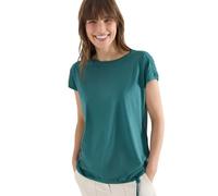Rundhalsshirt CECIL, Damen, Gr. S (38), jungle grün, Web, 50% Baumwolle, 50% Modal, unifarben, comfort fit normal, U-Boot-Ausschnitt, abgesteppt, Shirts Rundhalsshirt, mit Raffung (50993848-S) jungle 