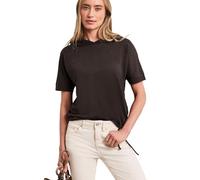 Kurzarmshirt STREET ONE, Damen, Gr. 36, espresso braun, Jersey, Obermaterial: 80% Polyester, 20% Viskose, meliert, unifarben, regular fit normal, ohne Ausschnitt, angesetztes Bündchen, Shirts, mit Kap
