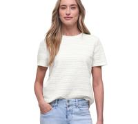 Kurzarmshirt STREET ONE, Damen, Gr. 36, sanftes weiß, Jersey, Obermaterial: 97% Baumwolle, 3% Elasthan, unifarben, normal hüftbedeckend, Rundhals, abgesteppte Kante, Shirts Kurzarmshirt, mit Rundhals 