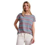 Street One Frauen Kurzarm Shirt mit Rundhals und Streifen in Grün, Gr: 36