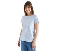 Rundhalsshirt CECIL, Damen, Gr. 3XL, light sky blau, Web, 100% Baumwolle, gestreift, comfort fit normal, U-Boot-Ausschnitt, abgesteppt, Shirts Rundhalsshirt, aus reiner Baumwolle (61133814-XXXL) light