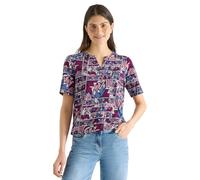 Cecil Damen Kurzarm Shirt mit Split Neck und Print in Rot, Gr: XXL