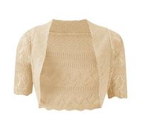 Damen Kurzarm Strick Bolero Größen 8-12, beige