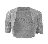 Damen Kurzarm Strick Bolero Größen 8-12, grau