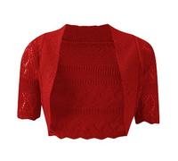 Damen Kurzarm Strick Bolero Größen 8-12, rot
