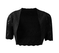 Damen Kurzarm Strick Bolero Größen 8-12, schwarz