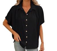 Damen Kurzarmbluse Im Colorblock Design Sommerlicher Cardigan Mit Kragen Modische Freizeitbluse Mit Offener Knopfleiste Für Damen Bluse Kurzarm Modisch