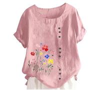 Damen Kurzarmtop Im Leinenblend Relaxed Fit Mit Rundhalsausschnitt Bequeme Und Weiche Freizeitbluse Für Den Täglichen Komfort Shirt Damen Lässig Bequem