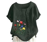 Damen Kurzarmtop Im Leinenblend Relaxed Fit Mit Rundhalsausschnitt Bequeme Und Weiche Freizeitbluse Für Den Täglichen Komfort Shirt Damen Lässig Bequem