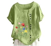 Damen Kurzarmtop Im Leinenblend Relaxed Fit Mit Rundhalsausschnitt Bequeme Und Weiche Freizeitbluse Für Den Täglichen Komfort Shirt Damen Lässig Bequem