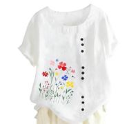 Damen Kurzarmtop Im Leinenblend Relaxed Fit Mit Rundhalsausschnitt Bequeme Und Weiche Freizeitbluse Für Den Täglichen Komfort Shirt Damen Lässig Bequem