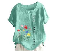 Damen Kurzarmtop Im Leinenblend Relaxed Fit Mit Rundhalsausschnitt Bequeme Und Weiche Freizeitbluse Für Den Täglichen Komfort Shirt Damen Lässig Bequem