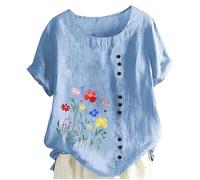 Damen Kurzarmtop Im Leinenblend Relaxed Fit Mit Rundhalsausschnitt Bequeme Und Weiche Freizeitbluse Für Den Täglichen Komfort Shirt Damen Lässig Bequem