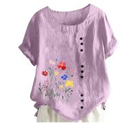 Damen Kurzarmtop Im Leinenblend Relaxed Fit Mit Rundhalsausschnitt Bequeme Und Weiche Freizeitbluse Für Den Täglichen Komfort Shirt Damen Lässig Bequem