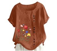 Damen Kurzarmtop Im Leinenblend Relaxed Fit Mit Rundhalsausschnitt Bequeme Und Weiche Freizeitbluse Für Den Täglichen Komfort Shirt Damen Lässig Bequem