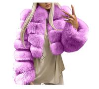 Damen Kurze Pelzjacke Große Größen Kunstpelze Mantel Sexy Einfarbig Pelzmantel Langarm Winterjacke Dicke Warme Kunstfell Jacke Winter Faux Felljacke Flauschig Fellmantel Wintermantel Mantel 5XL