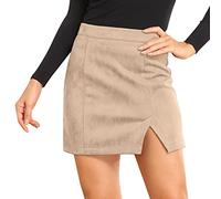 Damen Kurzer Rock Cordrock Herbst Enger Minirock A Linie Kurzrock Elastischer Bund Bodycon Solide Hohe Taille Cord Hip Wrap Einreiher Slim Fit Schleife Schmale Passform Wickelrock mit (06-Beige, XL)