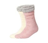Damen Kuschelsocken mit Teddyfutter 2er (rosa/beige, 35-38) pink 35-38