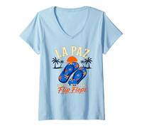 Damen La Paz Baja Mexico - Life is Better in Flip Flops Beach T-Shirt mit V-Ausschnitt