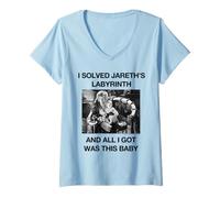 Damen Labyrinth I Solved Jareth's Labyrinth Funny Meme Movie T-Shirt mit V-Ausschnitt