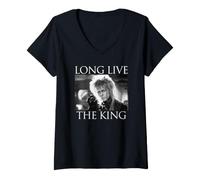 Damen Labyrinth Long Live the King Jareth Photo Retro Fantasy T-Shirt mit V-Ausschnitt