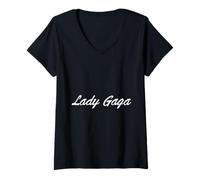 Damen Lady Gaga Offizielles Skript T-Shirt mit V-Ausschnitt