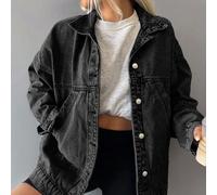 Damen Lässig Gewaschenes Denim Top, Herbst Herbst/Winter Festival Elegant Schulanfang Lässig Urlaub Formell Business Cowgirl Basic Schwarz Groß