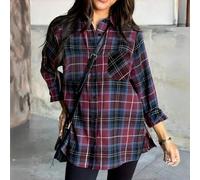 Damen Lässig Karohemd aus Flanell, bequem und vielseitig, kann allein oder als Überteil getragen werden, geeignet für Frühling, Sommer, Herbst und Win