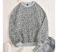 Damen Lässig Leoparden-Muster Rundhals Langarm Sweatshirt, Herbst