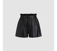 Damen Lässig Plissee Shorts, elastischer Bund, beschichteter Strickstoff, geeignet für Zuhause, Büro, Alltag, Frühling/Sommer
