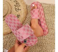 Damen Lässig Slipper mit dicker Sohle, modisch vielseitige gemusterte Plateau Slides Sandalen, passend zu Kleidern, Sommer 2024